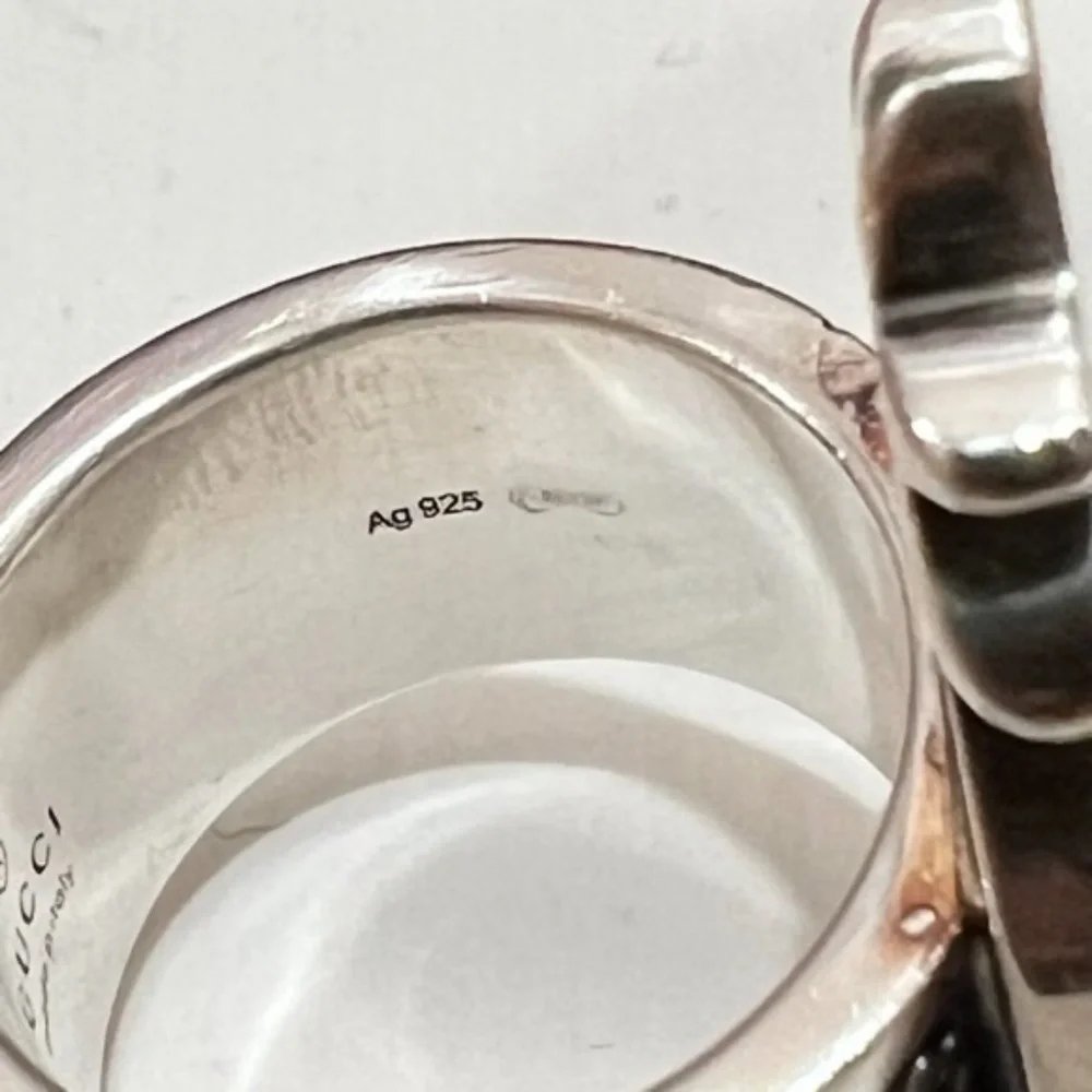 Gucci Ghost 925 Silver GG All Over Logo Pineapple Ring - Size 5.75us - Picture 9 of 16